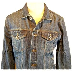 Womens Carbon Blue Cotton Denim Button Up Jacket sz Lg